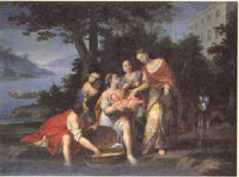 MOSE' SALVATO DALLE ACQUE. (dipinto) di Andrea Celesti (attr.) (secc. XVII/ XVIII)