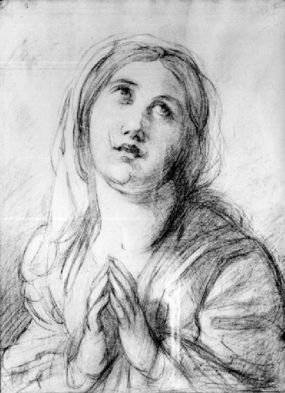 MADONNA ORANTE (disegno) di Giovanni Carnovali il "Piccolo" (attr.) (sec. XIX)