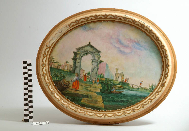 Paesaggio lacustre (piastrella) di Bellorini Giuseppe; Società Ceramica Italiana Laveno (sec. XX)