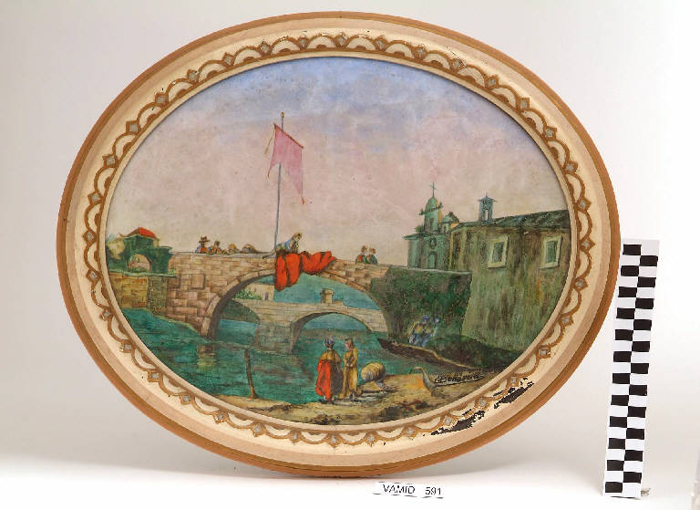 Veduta di città (piastrella) di Bellorini Giuseppe; Società Ceramica Italiana Laveno (sec. XX)