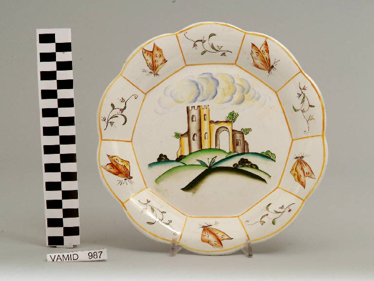 Paesaggio con castello turrito (piatto) di Società Ceramica Italiana Laveno (sec. XX)
