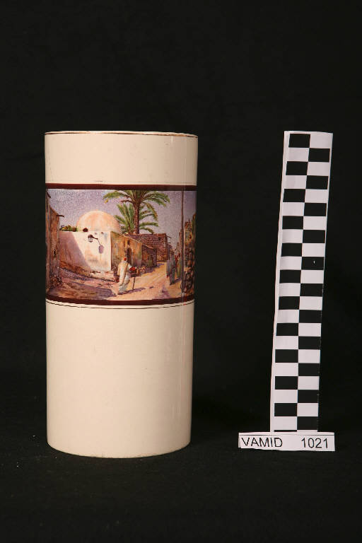 Paesaggio arabo (vaso portafiori) - manifattura italiana (sec. XX)