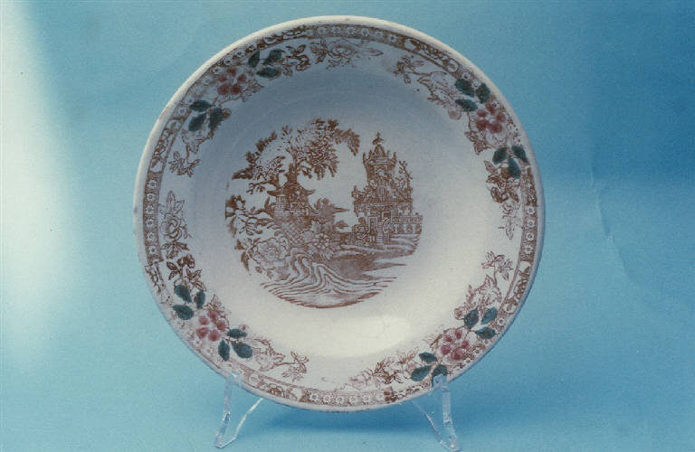 Paesaggio indo-cinese (piatto fondo) - manifattura italiana (fine/inizio secc. XIX/ XX)