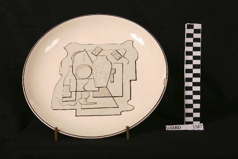 Motivi decorativi geometrici (piatto piano) di Corgatelli A.; Società Ceramica Italiana Laveno; Scuola Professionale per Ceramisti (sec. XX)