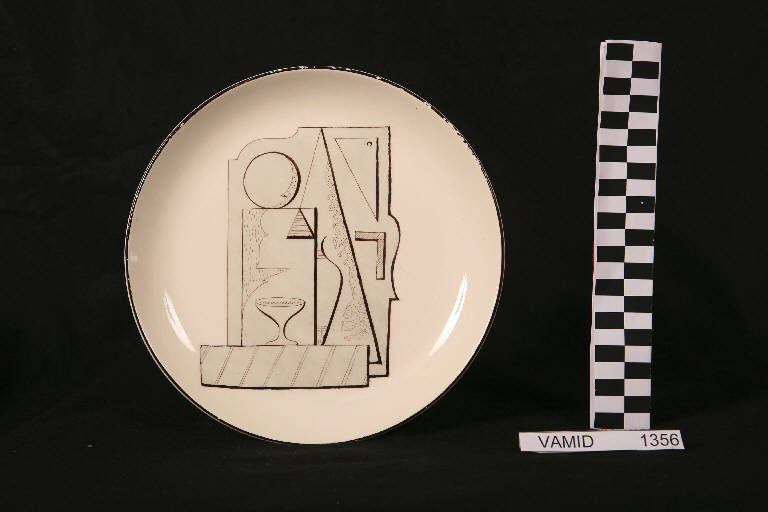 Motivi decorativi geometrici (piatto piano) di Maffeis E.; Società Ceramica Italiana Laveno; Scuola Professionale per Ceramisti (sec. XX)