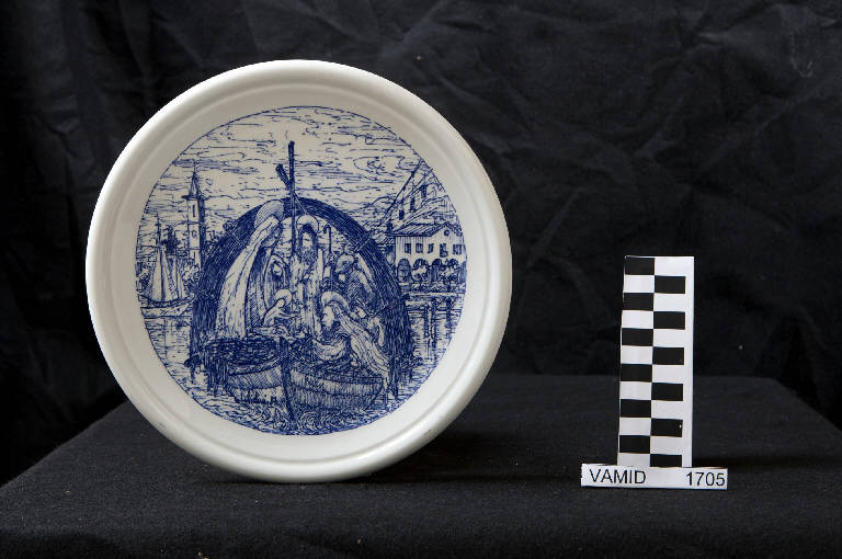 Presepe sulla barca (piatto) di Società Ceramica Richard Ginori; Vidini L. (sec. XX)