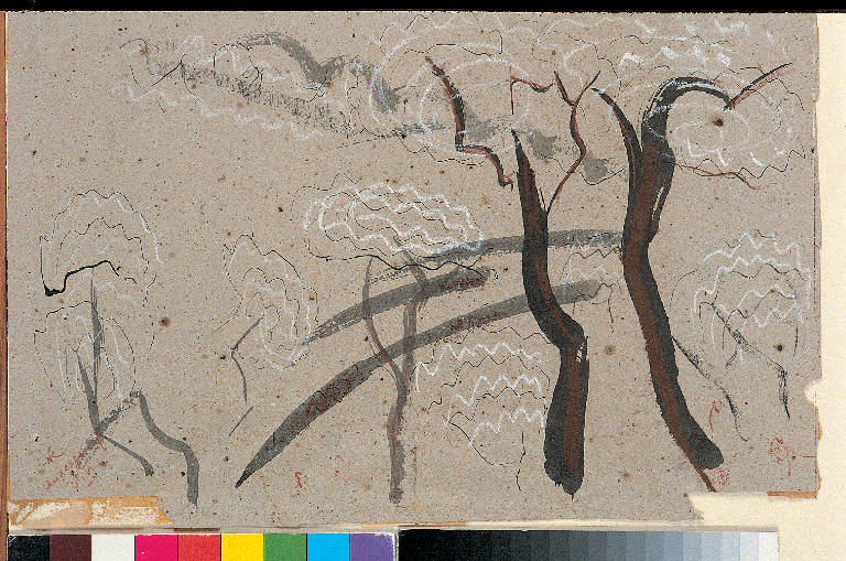 Capri (c), Paesaggio con alberi (disegno) di Congdon Grosvenor, William - ambito statunitense Action Painting (sec. XX)