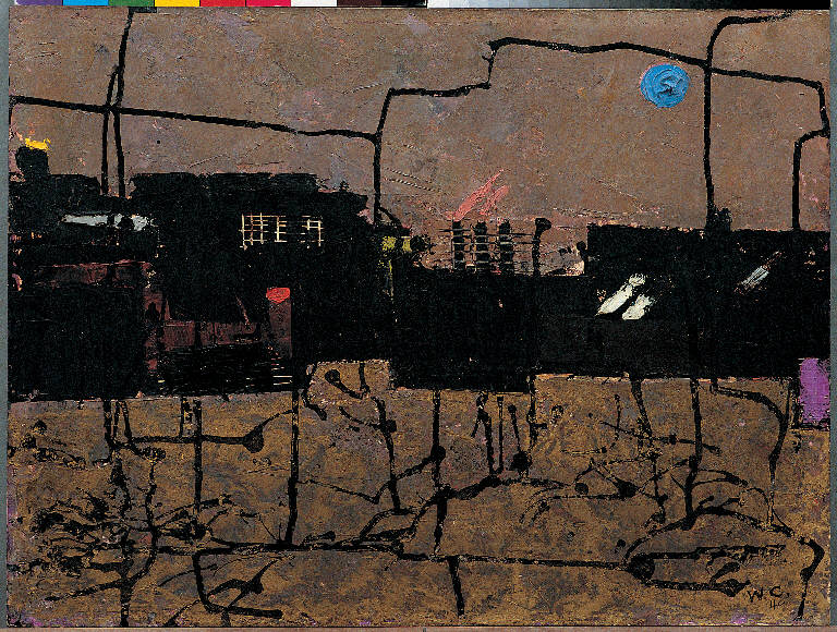 East River, Paesaggio urbano (dipinto) di Congdon Grosvenor, William - ambito statunitense Action Painting (sec. XX)