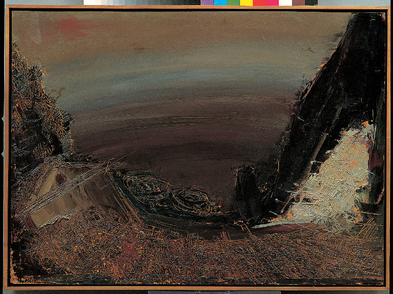 Positano, 4, Paesaggio con architetture (dipinto) di Congdon Grosvenor, William - ambito statunitense Action Painting (sec. XX)