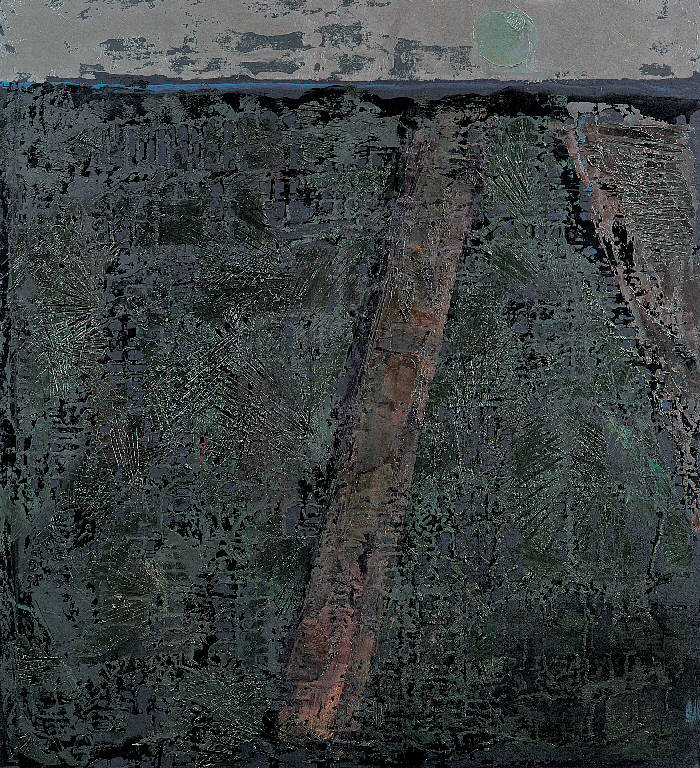 B.M., nero verde Cristo, Paesaggio rurale (dipinto) di Congdon Grosvenor, William - ambito statunitense Action Painting (sec. XX)