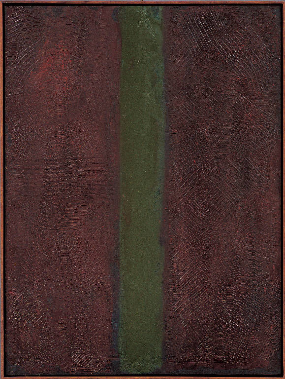 Terra rossa (e verde), Paesaggio rurale (dipinto) di Congdon Grosvenor, William - ambito statunitense Action Painting (sec. XX)