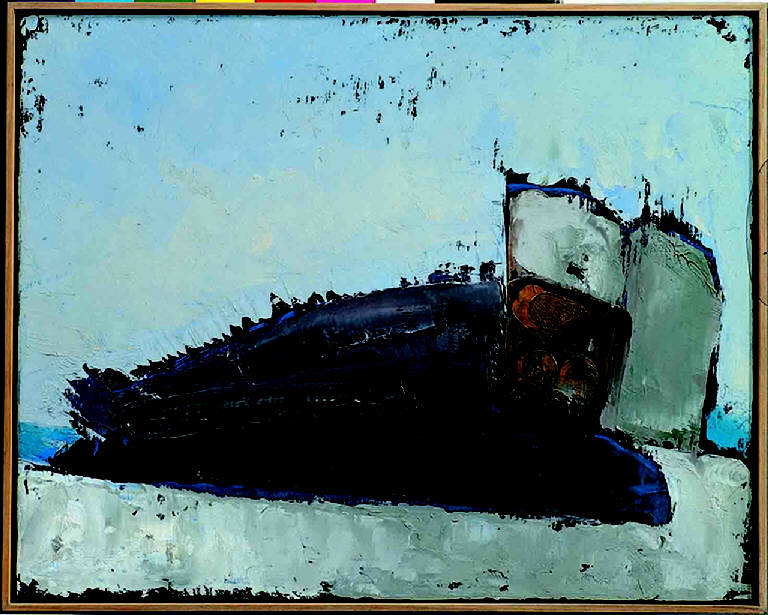 Relitto (di nave morta), 7, PAESAGGIO MARINO CON UN RELITTO (dipinto) di Congdon Grosvenor, William - ambito statunitense Action Painting (seconda metà sec. XX)