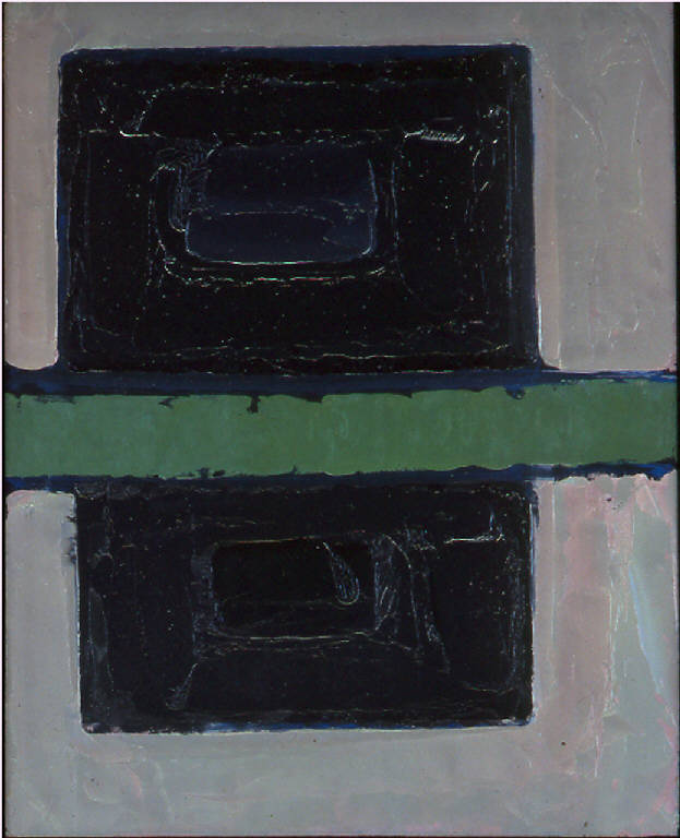 Pietra Nera con Verde, PAESAGGIO RURALE (dipinto) di Congdon Grosvenor, William - ambito statunitense Action Painting (seconda metà sec. XX)