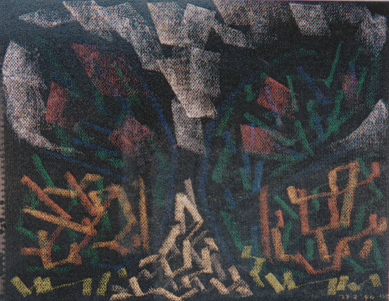 Pasturine/soia, PAESAGGIO RURALE (disegno) di Congdon Grosvenor, William - ambito statunitense Action Painting (seconda metà sec. XX)