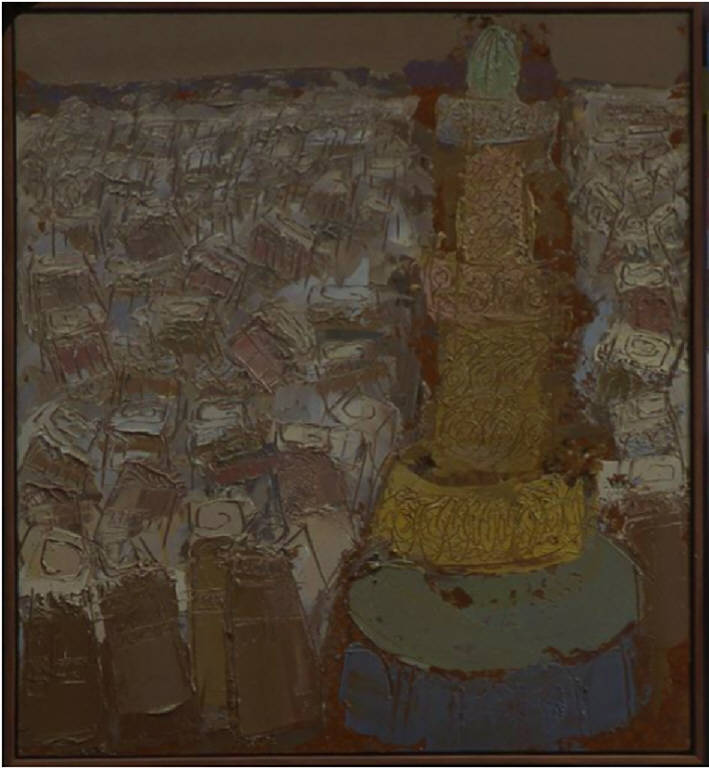 Sana'a città bianca, 4, VEDUTA DI CITTA' (dipinto) di Congdon Grosvenor, William - ambito statunitense Action Painting (seconda metà sec. XX)