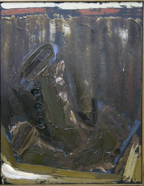 Treno 11, PAESAGGIO RURALE; MEZZI DI TRASPORTO (dipinto) di Congdon Grosvenor, William - ambito statunitense Action Painting (seconda metà sec. XX)