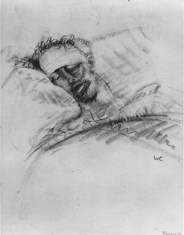 Dying Man (Bandaged Head), RITRATTO MASCHILE (disegno) di Congdon Grosvenor, William - ambito statunitense Action Painting (seconda metà sec. XX)