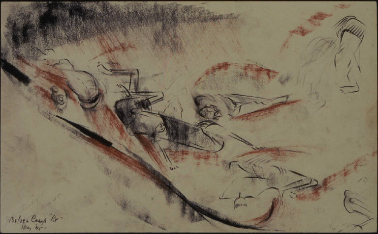 Belsen Camp "Pit" (A), VEDUTA (disegno) di Congdon Grosvenor, William - ambito statunitense Action Painting (seconda metà sec. XX)