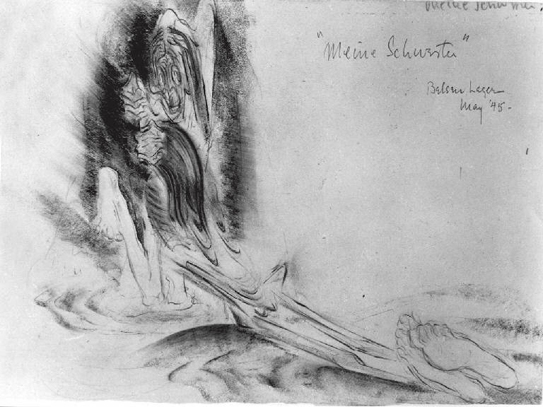 Belsen Lager "Meine Schwester", RITRATTO FEMMINILE (disegno) di Congdon Grosvenor, William - ambito statunitense Action Painting (seconda metà sec. XX)