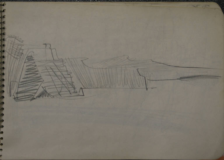 Santorini, PAESAGGIO (disegno) di Congdon Grosvenor, William - ambito statunitense Action Painting (seconda metà sec. XX)