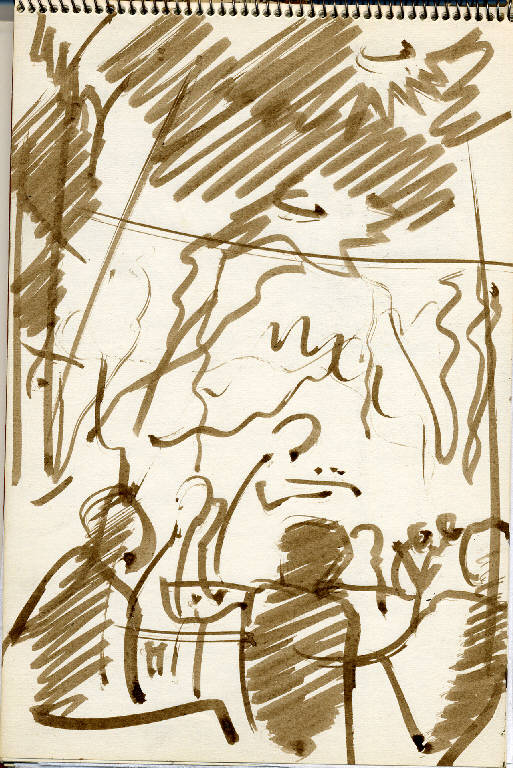 Venezia, INTERNO DI CAFFE' CON FIGURE (disegno) di Congdon Grosvenor, William - ambito statunitense Action Painting (seconda metà sec. XX)