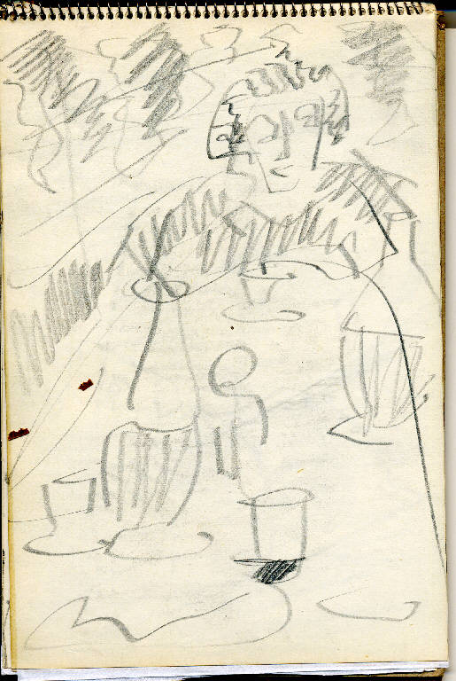 Venezia, INTERNO DI CAFFE' CON FIGURE (disegno) di Congdon Grosvenor, William - ambito statunitense Action Painting (seconda metà sec. XX)