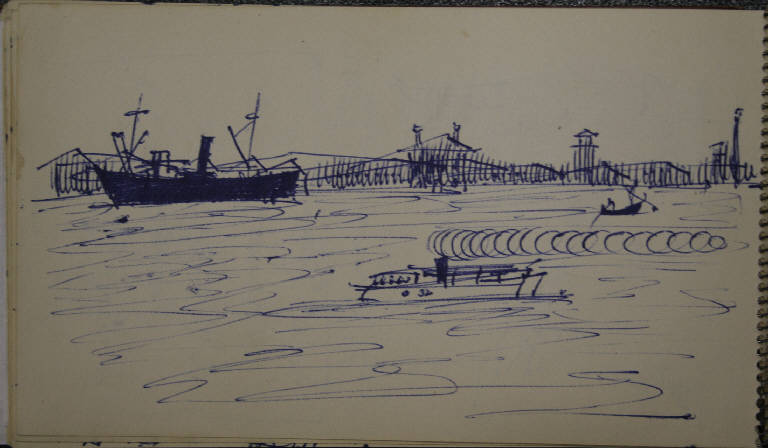 Venezia - canale, VEDUTA DI VENEZIA (disegno) di Congdon Grosvenor, William - ambito statunitense Action Painting (seconda metà sec. XX)