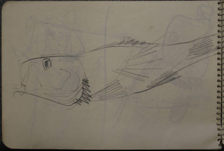 Santorini - Pesce, ANIMALE (disegno) di Congdon Grosvenor, William - ambito statunitense Action Painting (seconda metà sec. XX)