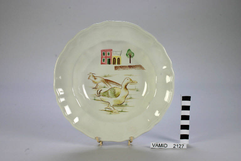 Fagiano e oca (piatto fondo) di Società Ceramica Richard Ginori; Tamburini Rosetta (sec. XX||sec. XX)
