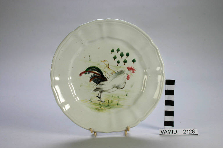 Gallo e oca (piatto da frutta) di Società Ceramica Richard Ginori; Tamburini Rosetta (sec. XX||sec. XX)