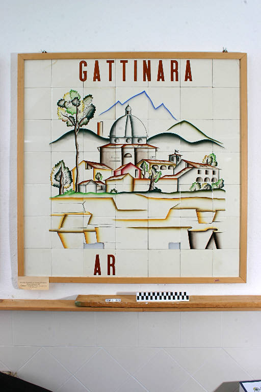 Gattinara, Veduta di Gattinara (pannello) di Andlovitz Guido; Società Ceramica Italiana Laveno (sec. XX)