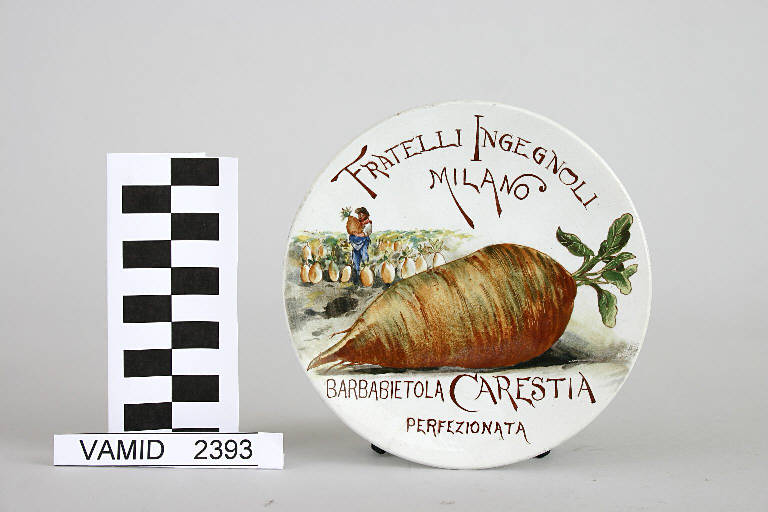 Contadino in un campo di barbabietole/ Barbabietola (piatto) di Società Ceramica Italiana Laveno (inizio sec. XX)