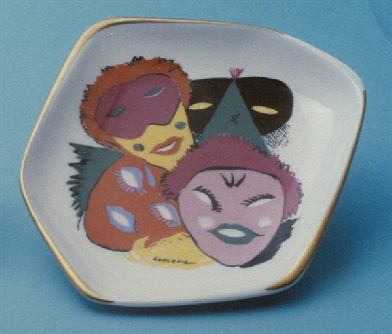 Maschere di Carnevale (posacenere) di Società Ceramica del Verbano; Andlovitz Guido (metà sec. XX)