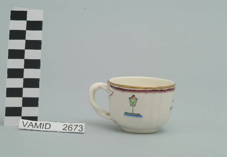 Elementi caratteristici del Lago Maggiore (tazza da caffè) di Andlovitz Guido; Società Ceramica Italiana Laveno (sec. XX)