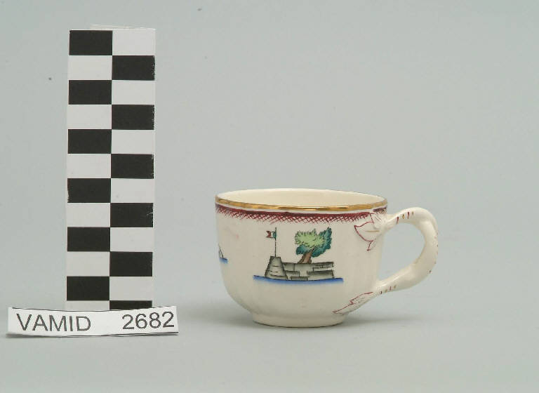 Elementi caratteristici del Lago Maggiore (tazza da caffè) di Andlovitz Guido; Società Ceramica Italiana Laveno (sec. XX)