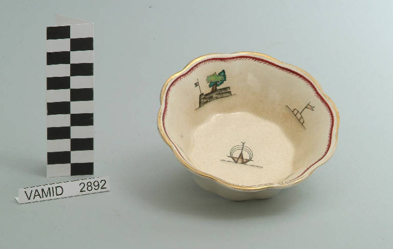 Elementi caratteristici del Lago Maggiore (coppetta) di Andlovitz Guido; Società Ceramica Italiana Laveno (sec. XX)