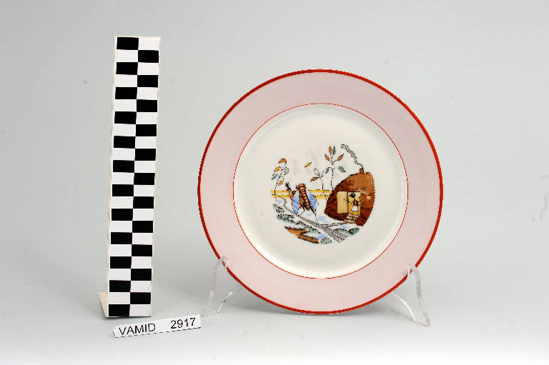 Fiaba della cicala e della formica (piatto piano) di Società Ceramica del Verbano (sec. XX)