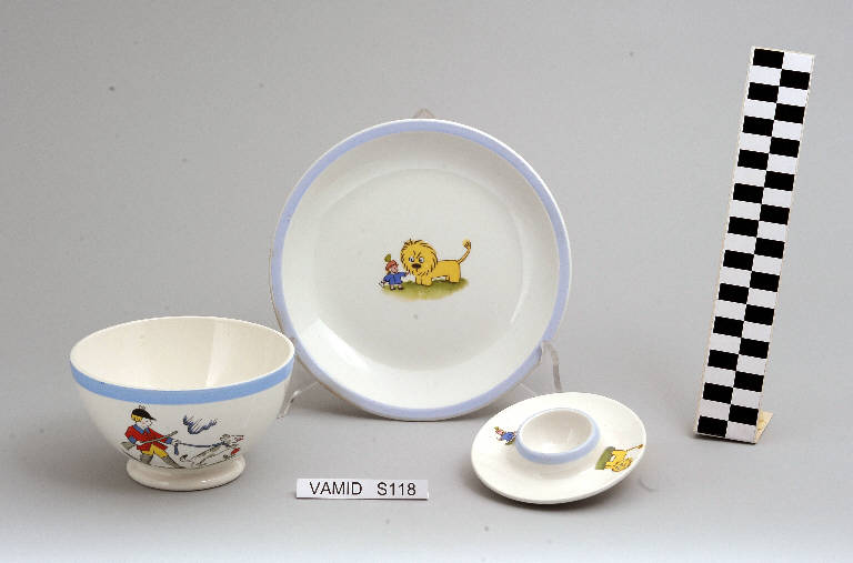 Bambino e leone (piatto fondo) di Società Ceramica Italiana Laveno (sec. XX)