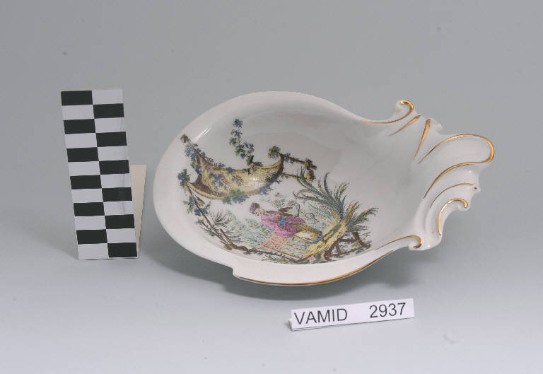 Fanciulla cinese con uccello sotto baldacchino (ciotola) di Società Ceramica del Verbano (sec. XX)