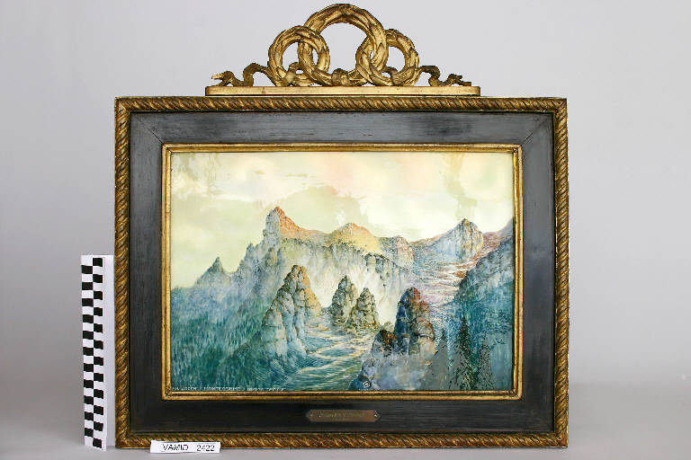 Veduta del Monte Corno a Vallarsa (piastra) di De Ambrosis Silvio; Società Ceramica Italiana Laveno (sec. XX)