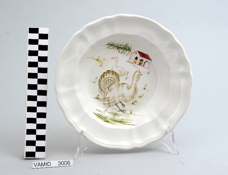 Tacchino e oca (piatto fondo) di Società Ceramica Richard Ginori; Tamburini Rosetta (sec. XX||sec. XX)