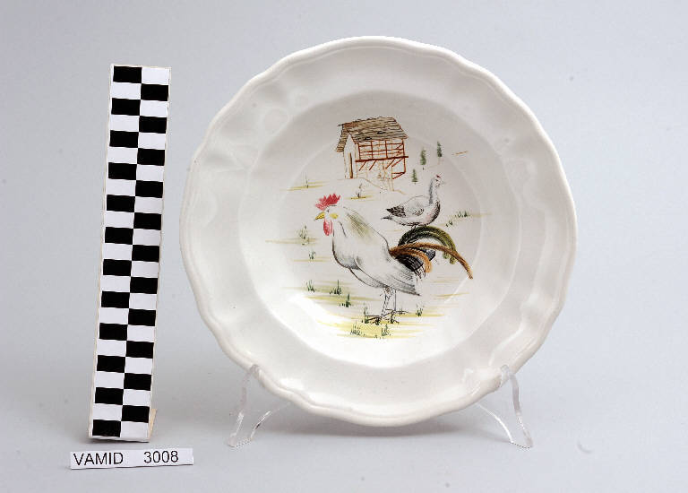 Gallo e tacchino (piatto fondo) di Società Ceramica Richard Ginori; Tamburini Rosetta (sec. XX||sec. XX)