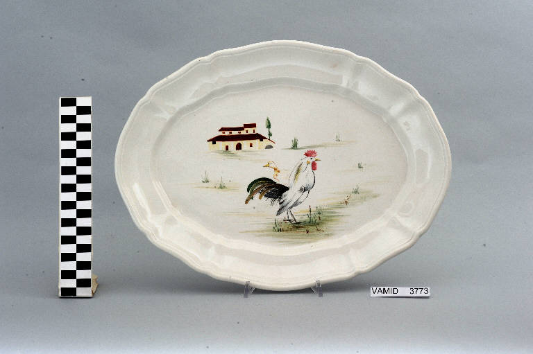 Anatra e gallo (piatto da portata) di Società Ceramica Richard Ginori; Tamburini Rosetta (sec. XX||sec. XX)