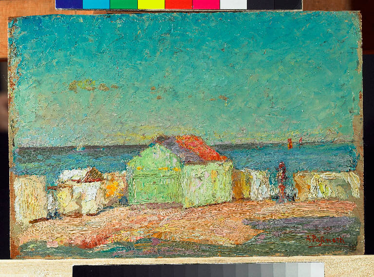 Capanni a Fano, Paesaggio marino (dipinto) di Pasinetti, Antonio - ambito lombardo (inizio sec. XX)