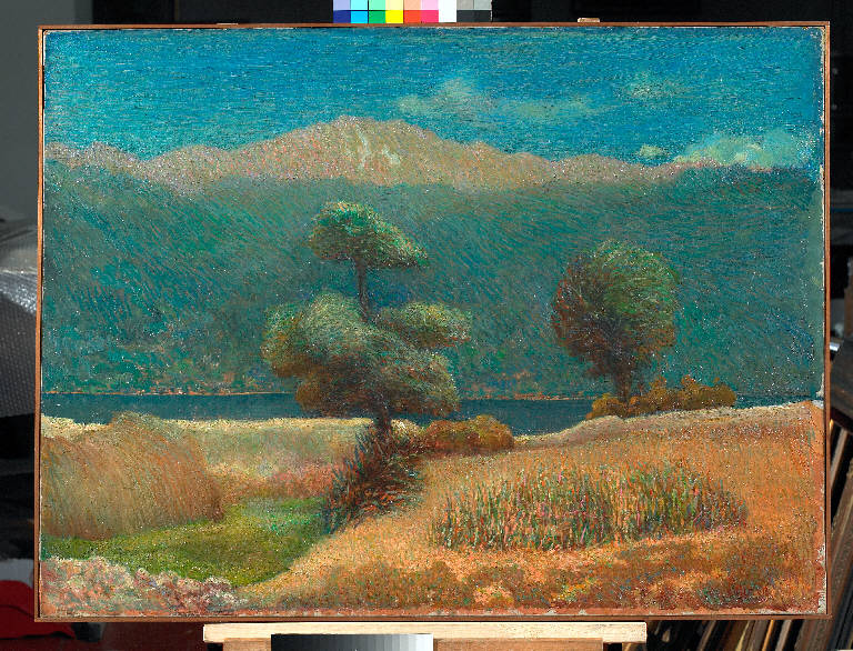 Magreglio (Lago di Como), Paesaggio lacustre (dipinto) di Pasinetti, Antonio - ambito lombardo (inizio sec. XX)