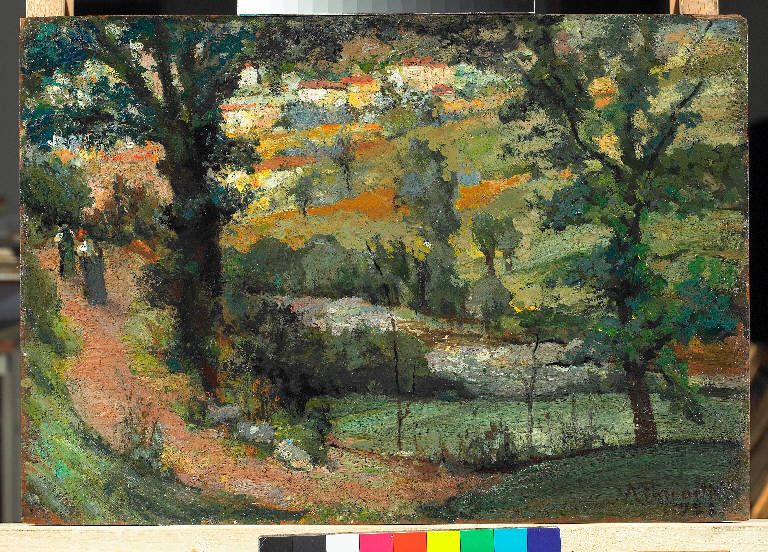 Studio di tonalità, Paesaggio montano (dipinto) di Pasinetti, Antonio - ambito lombardo (inizio sec. XX)