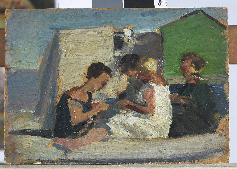 Studio per Lavoro sulla spiaggia, Figure femminili (dipinto) di Pasinetti, Antonio - ambito lombardo (inizio sec. XX)