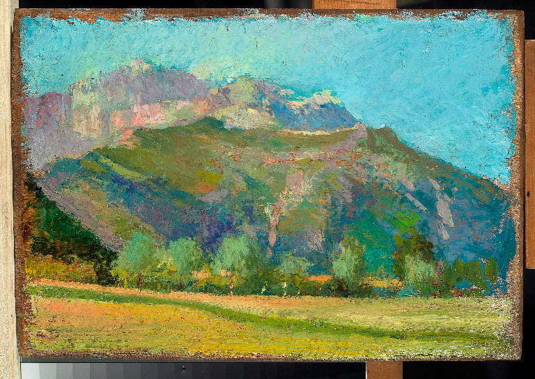 La Presolana dalla Cantoniera, Paesaggio montano (dipinto) di Pasinetti, Antonio - ambito lombardo (inizio sec. XX)