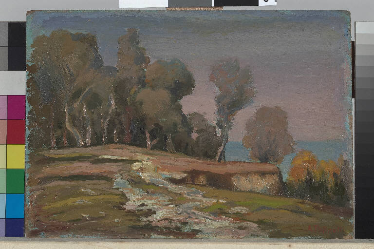 Ostia, Paesaggio marino (dipinto) di Pasinetti, Antonio - ambito lombardo (primo quarto sec. XX)