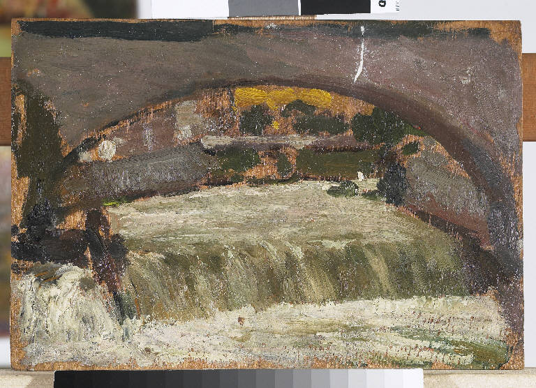 Studio per Fiume Oglio, Paesaggio montano (dipinto) di Pasinetti, Antonio - ambito lombardo (prima metà sec. XX)